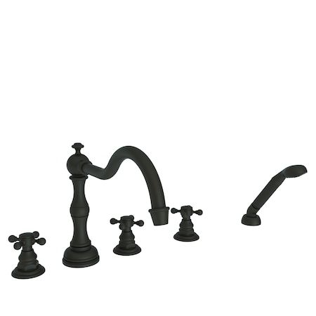 Newport Brass Tub Faucet with Hand Shower, 5, Deck, Oil Rubbed Bronze 3-937-10B
